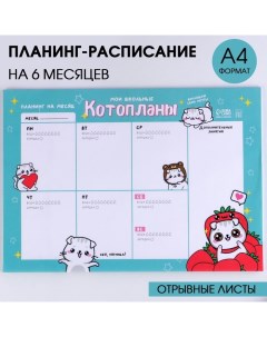 Планинг-расписание «Котопланы» А4, 30 листов Artfox