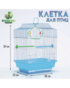 Клетка для птиц укомплектованная Bd-1/4f, 30 х 23 х 39 см, голубая (фасовка 12 шт) Пижон