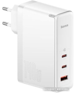 Сетевое зарядное GaN5 Pro Fast Charger 2C+U 140W EU (белый) Baseus