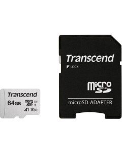 Карта памяти microSDXC 300S 64GB + адаптер Transcend