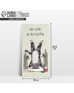 Конверт для денег «На ЗОЖ и кутеж», кот, 16,5 ? 8 см Дарите счастье