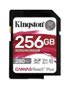 Карта памяти Canvas React Plus V60 SDXC 256GB Kingston