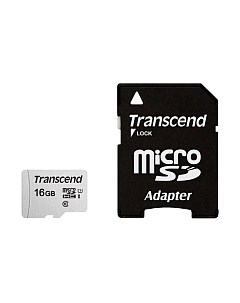 Карта памяти microSDHC 300S 16GB Class 10 UHS-I U1 (TS16GUSD300S-A) Transcend