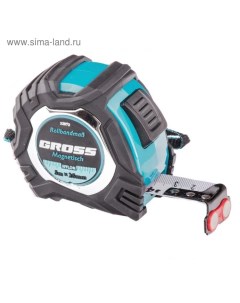 Рулетка Magnetisch 32572, обрезиненный корпус, автостоп, нейлон, 5 м х 25 мм Gross