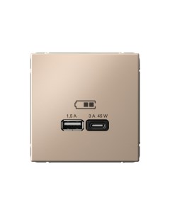 Розетка SE ArtGallery USB А+С 45Вт (без рамки) песочный GAL001229 Systeme electric