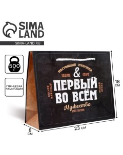 Пакет подарочный ламинированный, упаковка, «Первый во всем», MS 23 х 18 х 8 см Доступные радости