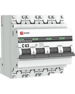 Выключатель автоматический PROxima ВА 47-63 4P 63А (C) 4.5kA MCB4763-4-63C-pro Ekf