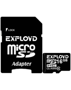 Карта памяти microSDHC (Class 10) 16GB + адаптер [EX016GCSDHC10] Exployd