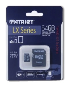 Карта памяти microSDXC LX Series (Class 10) 64GB Patriot