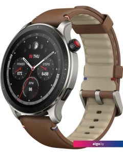 Умные часы GTR 4 (серебристый, с коричневым кожаным ремешком) Amazfit