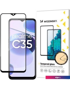 Защитное стекло Full Glue для Realme C35 Вlack Frame Wozinsky