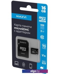 Карта памяти microSDHC 16GB Class 10 UHS-I (1) MSD16GBC10V10 Maxvi