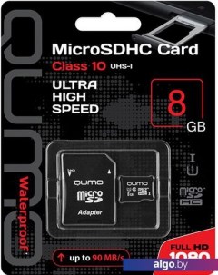 Карта памяти microSDHC QM8GMICSDHC10U1 8GB (с адаптером) Qumo