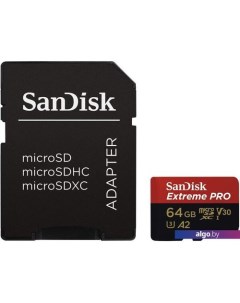 Карта памяти Extreme PRO microSDXC SDSQXCU-064G-GN6MA 64GB (с адаптером) Sandisk