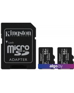 Карта памяти Canvas Select Plus microSDXC 2x64GB (с адаптером) Kingston