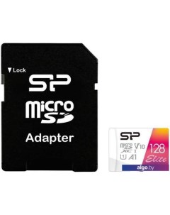 Карта памяти Elite microSDXC SP128GBSTXBV1V20SP 128GB (с адаптером) Silicon power