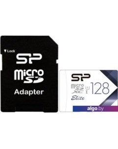 Карта памяти Elite microSDXC SP128GBSTXBU1V21SP 128GB (с адаптером) Silicon power