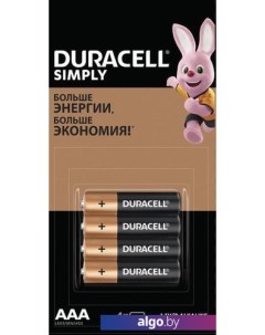 Батарейки Simply AAA LR03 4 шт. Duracell