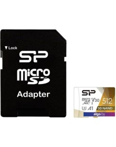 Карта памяти Superior Pro microSDXC SP512GBSTXDU3V20AB 512GB (с адаптером) Silicon power