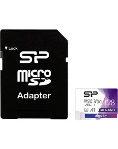 Карта памяти Superior Pro microSDXC SP128GBSTXDU3V20AB 128GB + адаптер Silicon power