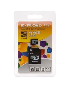 Карта памяти microSDHC (Class 10) 32GB + адаптер [EX032GCSDHC10] Exployd