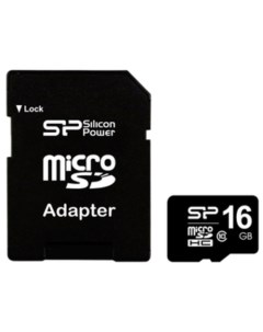 Карта памяти microSDHC (Class 10) 16 Гб + адаптер (SP016GBSTH010V10-SP) Silicon power