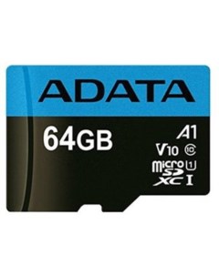 Карта памяти A-Data Premier AUSDX64GUICL10A1-RA1 microSDXC 64GB (с адаптером) Adata