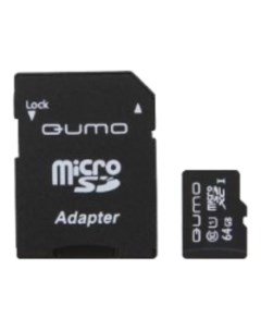 Карта памяти microSDXC UHS-1 64GB + адаптер (QM64GMICSDXC10U1) Qumo