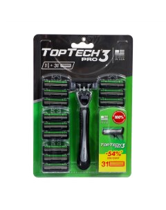 Мужская бритва PRO 3, 1 бритва + 31 сменная кассета (совместимы с Gillette mach3) Toptech