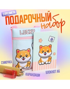 Подарочный набор для девочки Lucky, сумка, карандаши, раскраска Nazamok kids