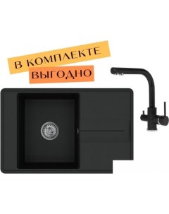 Кухонная мойка Bella SQB101 + Akvaduo 2663 L (черный металлик 601) Aquasanita