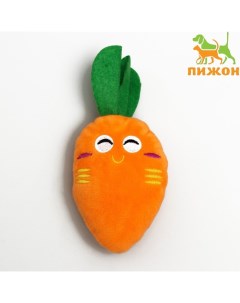 Игрушка для собак «Морковка» с пищалкой, 18 см, оранжевая Пижон