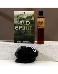 Подарочный набор косметики WILD SPIRIT, гель для душа 250 мл и мочалка Hard line