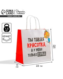 Пакет подарочный, упаковка, «Красотка», 22 х 22 х 11 см Дарите счастье