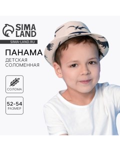 Панама детская соломенная для мальчика «Динозаврики», р-р 52-54 Overhat kids