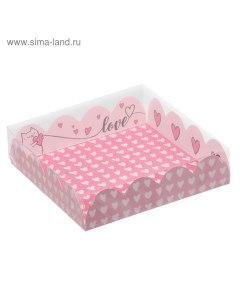 Коробка для печенья, кондитерская упаковка с PVC крышкой, Love, 13 х 13 х 3 см Дарите счастье