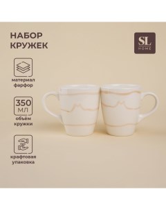 Набор кружек фарфоровых SL Home «Гато», 350 мл, цвет белый Sima-land home