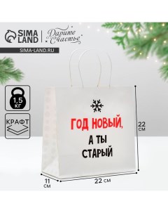 Пакет подарочный новогодний «Год новый, а ты старый», 22 х 22 х 11 см Дарите счастье