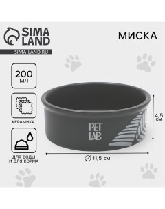 Керамическая миска 200 мл, серая Pet lab