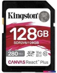 Карта памяти Canvas React Plus V60 SDXC 128GB Kingston