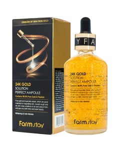 Сыворотка для лица ампульная с золотом и пептидами 24K Gold Solution Perfect Ampoule Farmstay