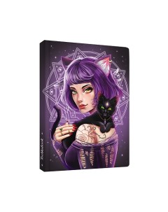 Блокнот А5 в точку Witch Girls Ведьмочка с котом Точкабук