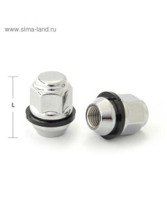 Гайка M12x1.5, L=33, ключ 21, конус+ пластиковое кольцо, закрытая, хром Ls