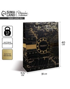 Пакет подарочный ламинированный вертикальный, упаковка, Gold present, L 31 х 40 х 11,5 см Дарите счастье