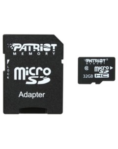 Карта памяти microSDHC (Class 10) 32 Гб + адаптер (PSF32GMCSDHC10) Patriot