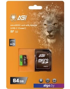 Карта памяти TF138 microSDHC 064GU1TF138 64GB (с адаптером) Agi