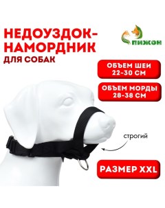 Недоуздок-намордник для собак строгий, размер XXL, ОM 28-38 см, ОШ 22-30 см, черный Пижон