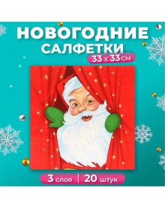 Новогодние салфетки бумажные Collection Сlassic «Новогоднее представление», 3 слоя, 33х33 см, 20 шт Home