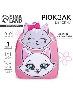 Рюкзак школьный текстильный «Котята», с нашивками, 27х23×10 см Nazamok kids