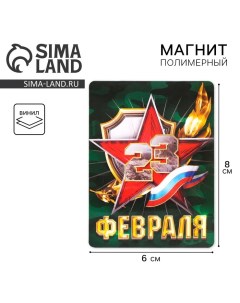 Магнит полимерный «23 февраля», 6 х 8 см Сима-ленд